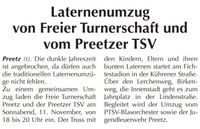 Laternenumzug mit der FT Preetz e.V. von 1897 und dem PTSV